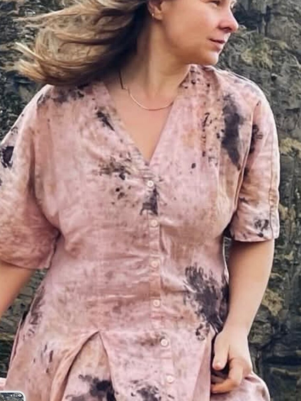 Styleworks Tie Dye Cottage Core Button Front Midi Dress. Size 16